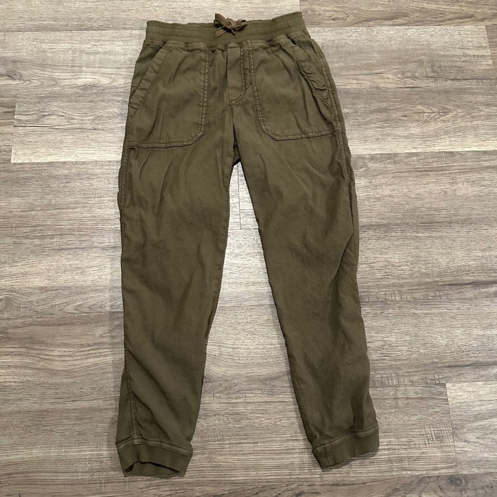 Marine Layer Women's Luna Linen Blend Jogger Pants Olive Green Size Small